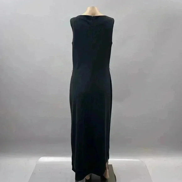 Vintage Sheath Slip Midi Dress Size 8 Black Goth Minimalist Sleeveless Y2K - Picture 2 of 11
